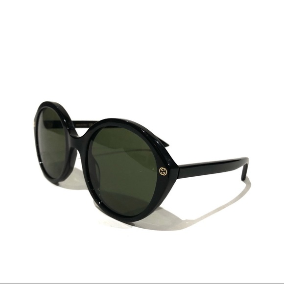 New & Authentic Gucci Round Oversized Lens Black GG023S Sunglasses